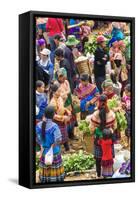 Flower Hmong Tribes People at Market, Nr Bac Ha, Nr Sapa, Vietnam-Peter Adams-Framed Stretched Canvas