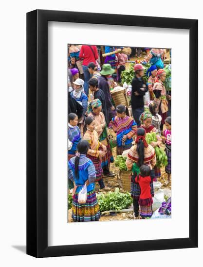 Flower Hmong Tribes People at Market, Nr Bac Ha, Nr Sapa, Vietnam-Peter Adams-Framed Photographic Print