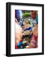 Flower Hmong Woman Selling Dogs at Market, Bac Ha, Vietnam-Peter Adams-Framed Photographic Print
