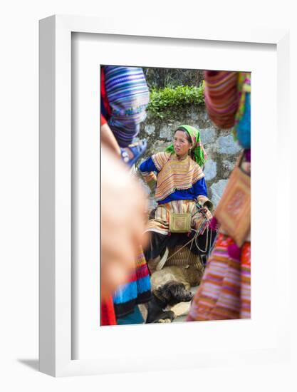 Flower Hmong Woman Selling Dogs at Market, Bac Ha, Vietnam-Peter Adams-Framed Photographic Print