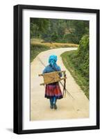 Flower Hmong Woman Walking Along Road, Nr Bac Ha, Nr Sapa, N. Vietnam-Peter Adams-Framed Photographic Print