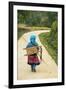 Flower Hmong Woman Walking Along Road, Nr Bac Ha, Nr Sapa, N. Vietnam-Peter Adams-Framed Photographic Print