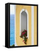 Flower in Window at Seaside, Positano, Italy-George Oze-Framed Stretched Canvas