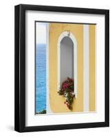 Flower in Window at Seaside, Positano, Italy-George Oze-Framed Photographic Print