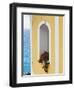 Flower in Window at Seaside, Positano, Italy-George Oze-Framed Photographic Print