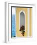 Flower in Window at Seaside, Positano, Italy-George Oze-Framed Photographic Print