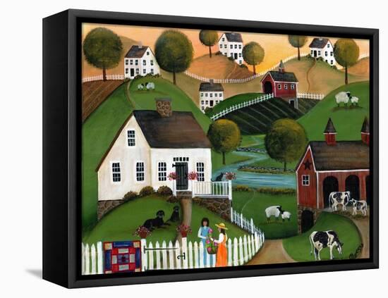 Flower Lady Dairy Farm Cheryl Bartley-Cheryl Bartley-Framed Stretched Canvas