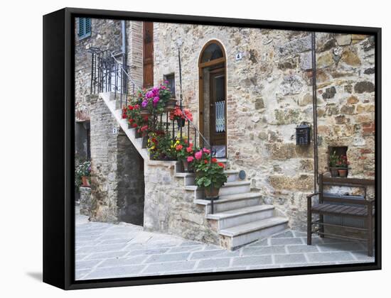 Flower-Lined Stairway, Petroio, Italy-Dennis Flaherty-Framed Stretched Canvas