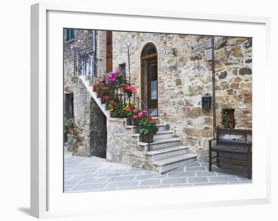 Flower-Lined Stairway, Petroio, Italy-Dennis Flaherty-Framed Photographic Print