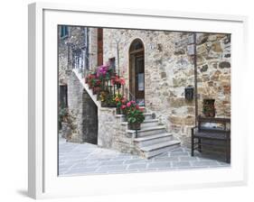 Flower-Lined Stairway, Petroio, Italy-Dennis Flaherty-Framed Photographic Print