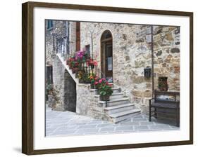 Flower-Lined Stairway, Petroio, Italy-Dennis Flaherty-Framed Photographic Print