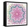 Flower Mandala Pop-Jace Grey-Framed Stretched Canvas