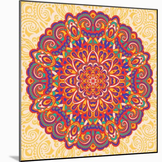 Flower Mandala-Baksiabat-Mounted Art Print