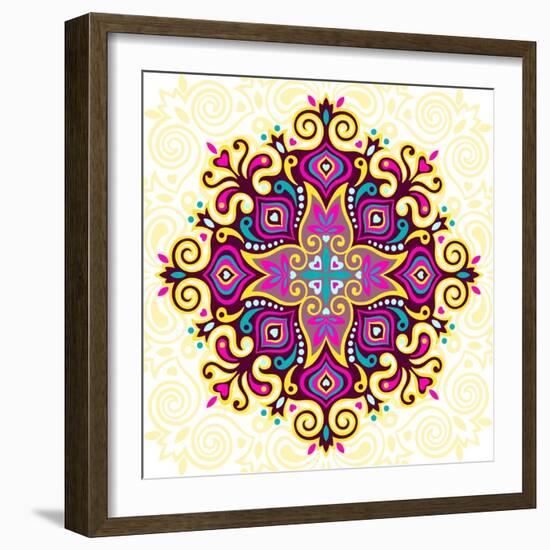 Flower Mandala-Baksiabat-Framed Art Print