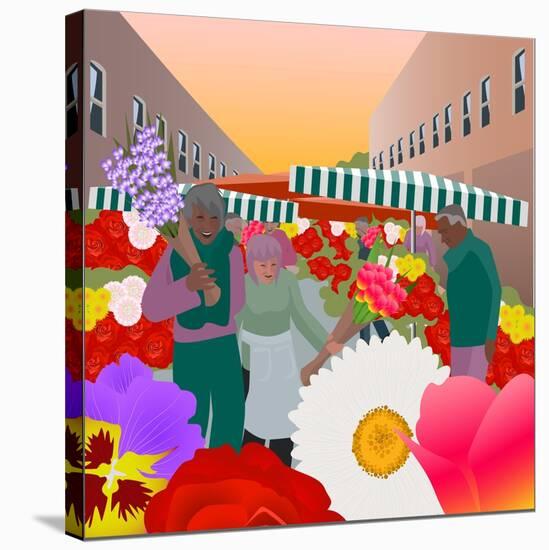 Flower Market at Columbia Road-Claire Huntley-Stretched Canvas