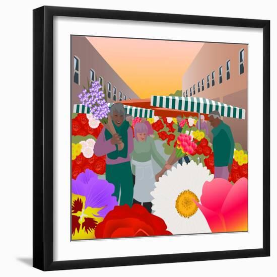 Flower Market at Columbia Road-Claire Huntley-Framed Giclee Print