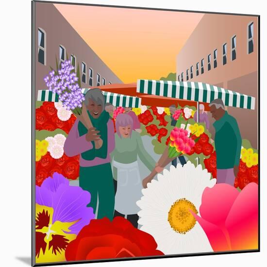 Flower Market at Columbia Road-Claire Huntley-Mounted Giclee Print