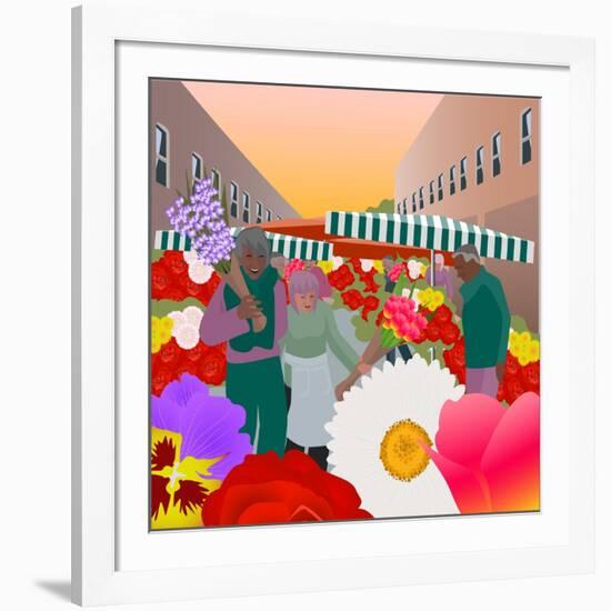 Flower Market at Columbia Road-Claire Huntley-Framed Giclee Print