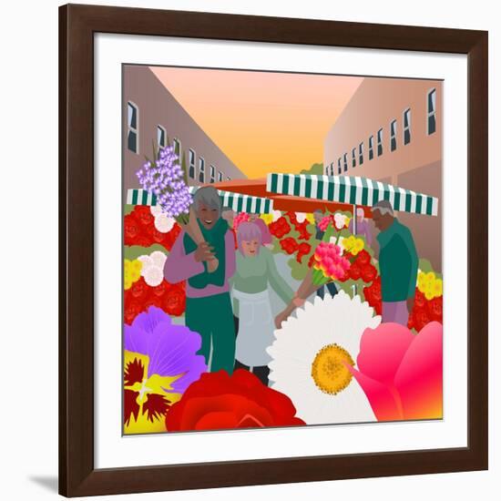 Flower Market at Columbia Road-Claire Huntley-Framed Giclee Print