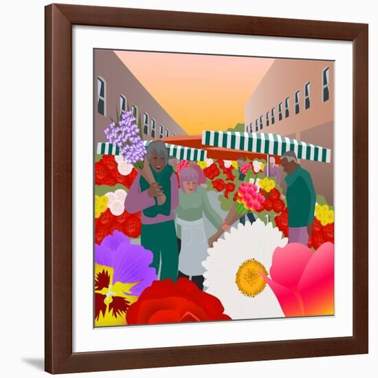 Flower Market at Columbia Road-Claire Huntley-Framed Giclee Print