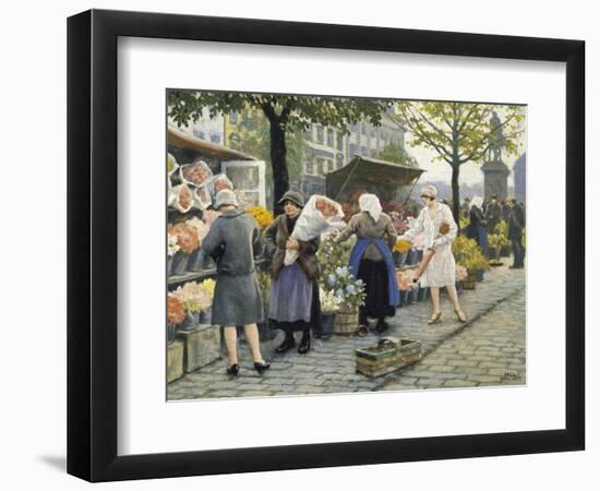 Flower Market at Hojbro Plads-Paul Gustav Fischer-Framed Premium Giclee Print