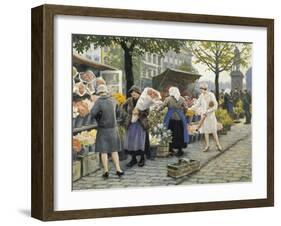 Flower Market at Hojbro Plads-Paul Gustav Fischer-Framed Giclee Print