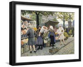 Flower Market at Hojbro Plads-Paul Gustav Fischer-Framed Giclee Print