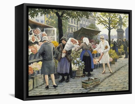 Flower Market at Hojbro Plads-Paul Gustav Fischer-Framed Stretched Canvas