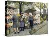 Flower Market at Hojbro Plads-Paul Gustav Fischer-Stretched Canvas
