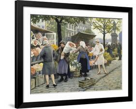 Flower Market at Hojbro Plads-Paul Gustav Fischer-Framed Giclee Print