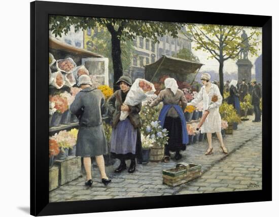 Flower Market at Hojbro Plads-Paul Gustav Fischer-Framed Giclee Print