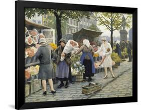 Flower Market at Hojbro Plads-Paul Gustav Fischer-Framed Giclee Print