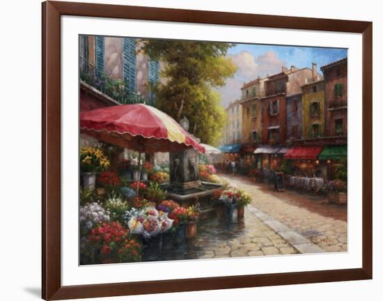 Flower Market Cafe-Han Chang-Framed Art Print