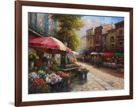 Flower Market Cafe-Han Chang-Framed Art Print