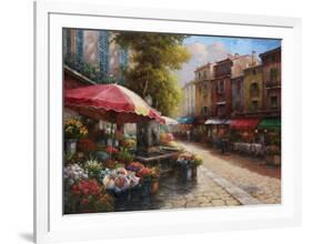 Flower Market Cafe-Han Chang-Framed Art Print