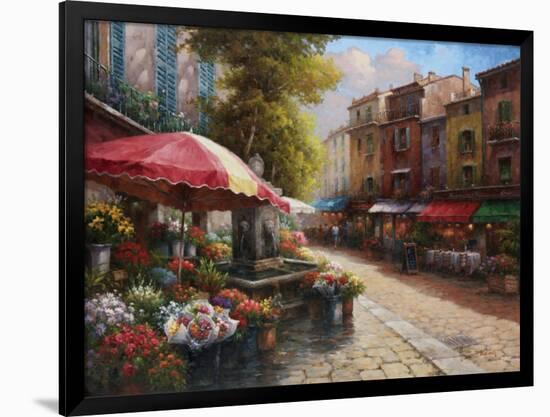 Flower Market Cafe-Han Chang-Framed Art Print