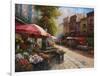 Flower Market Cafe-Han Chang-Framed Art Print