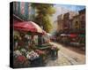 Flower Market Cafe-Han Chang-Stretched Canvas