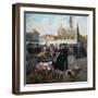 Flower Market in Middelburg, the Netherlands-Henri Houben-Framed Giclee Print