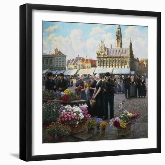 Flower Market in Middelburg, the Netherlands-Henri Houben-Framed Giclee Print