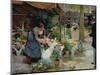 Flower Market in Paris, 1891 (Oil on Canvas)-Louis de Schryver-Mounted Giclee Print