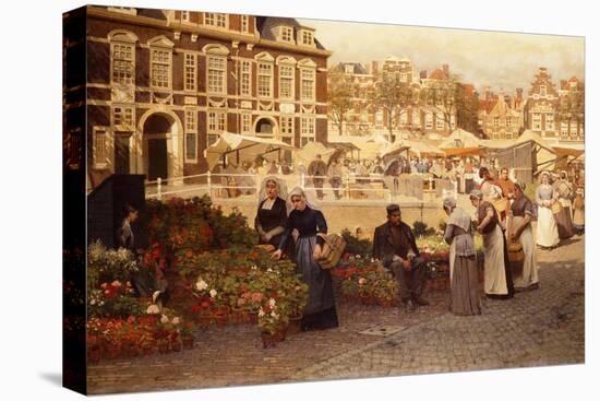 Flower Market in the Hague, 1880-Johannes Karel Christian Klinkenberg-Stretched Canvas
