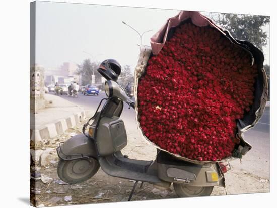 Flower Market, Lado Sarai, Delhi, India-John Henry Claude Wilson-Stretched Canvas