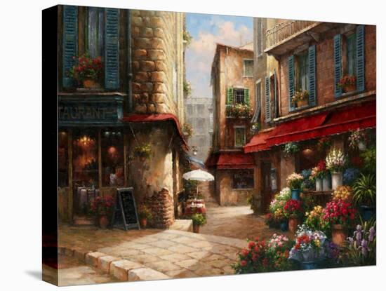 Flower Market Lane-Han Chang-Stretched Canvas