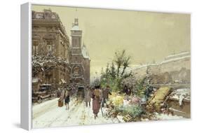 Flower Market; Marche Aux Fleurs-Eugene Galien-Laloue-Framed Stretched Canvas