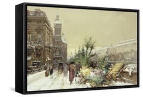Flower Market; Marche Aux Fleurs-Eugene Galien-Laloue-Framed Stretched Canvas