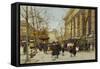 Flower Market-Eugene Galien-Laloue-Framed Stretched Canvas