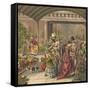 Flower Market-English School-Framed Stretched Canvas