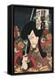 Flower of Secret Biwa Notes: Matsunami Kengyo, in Fact Aku Hichibei-Kunisada Utagawa-Framed Stretched Canvas