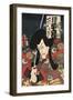 Flower of Secret Biwa Notes: Matsunami Kengyo, in Fact Aku Hichibei-Kunisada Utagawa-Framed Art Print